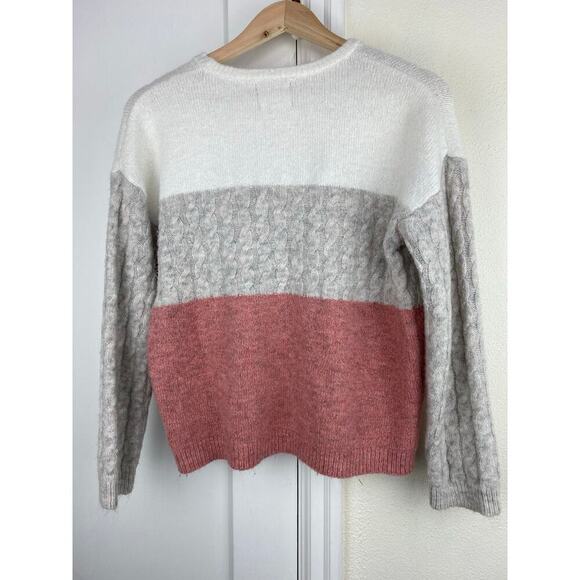 Anthropology Twine and String L Cream Gray Peach Soft Crop Pullover Sweater - Picture 4 of 6